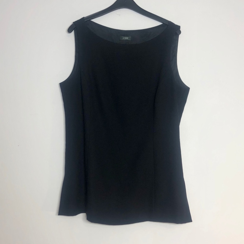 J. Crew Black Wool Structured Side Zip Shell Top M
